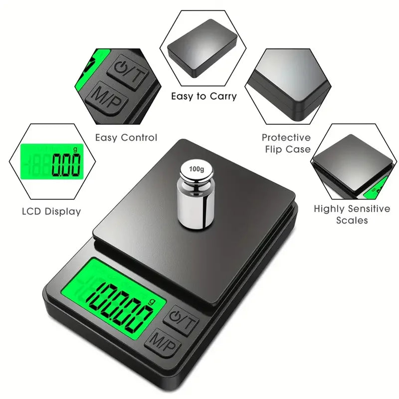Präzise Digitale Taschenwaage 1000g/0.01g – Kompakt & Vielseitig
