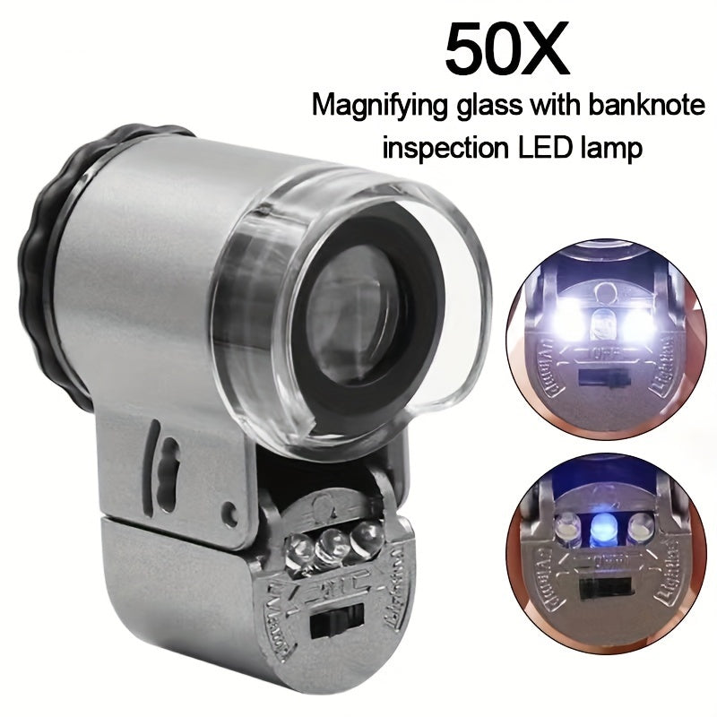 50-fache LED-Lupe – Kompakt, Klappbar & Vielseitig