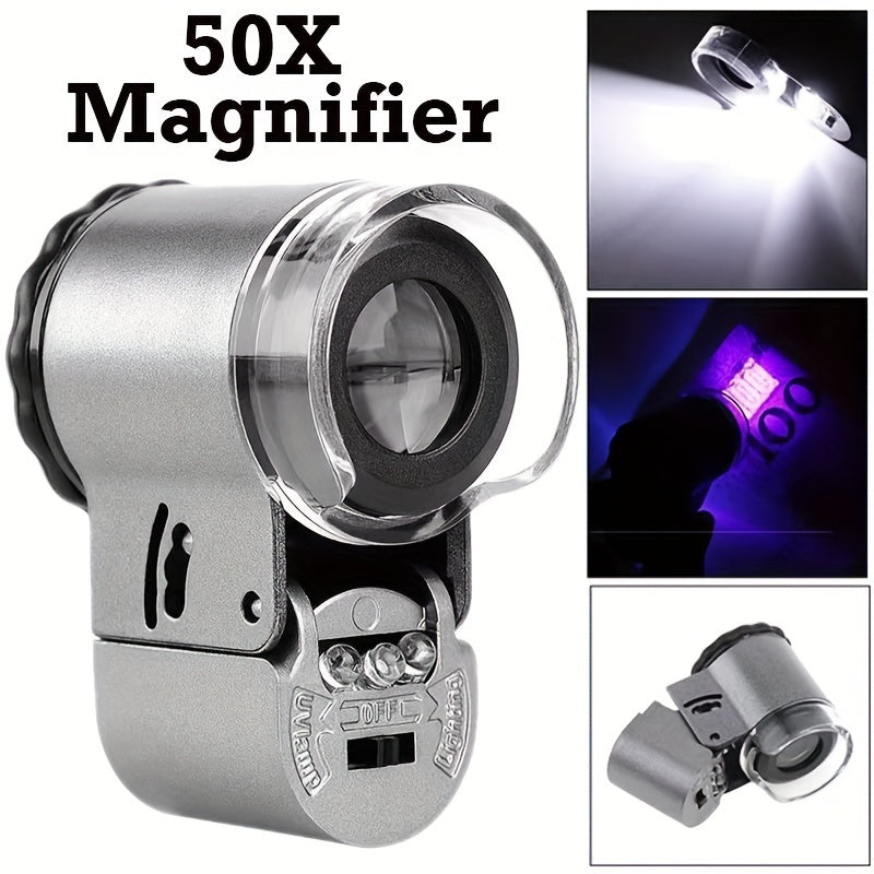 50-fache LED-Lupe – Kompakt, Klappbar & Vielseitig