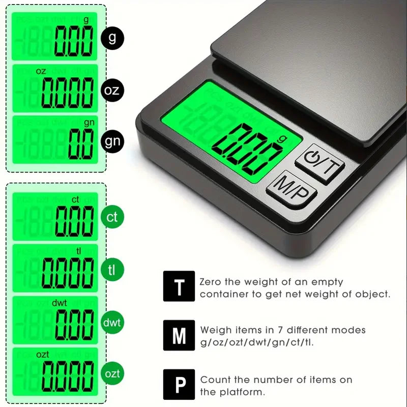 Präzise Digitale Taschenwaage 1000g/0.01g – Kompakt & Vielseitig