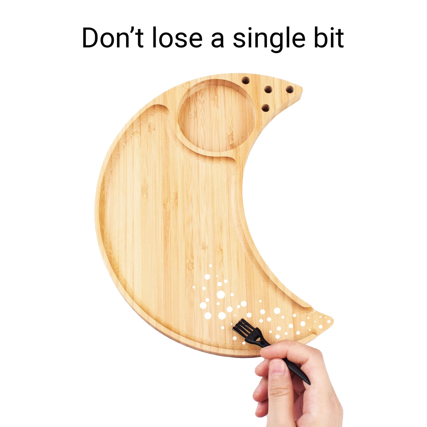 Cute Bamboo Rolling Tray, Moon Large Smoke Tray, Cigarette Tray with Pre Rolled Cone Holder and Grinder Slot(9.26x7.09inches)