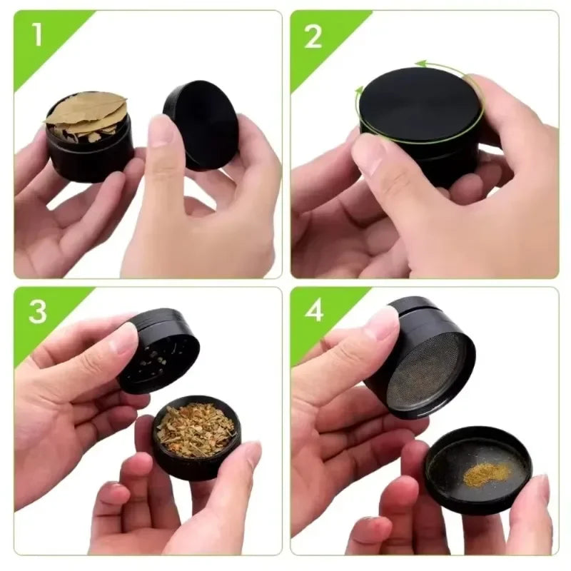 1.6/2inch Metal Herb Grinder Manual Tobacco Spice Mill Pepper Crusher Cigarette Raw Grass Grinder Smoking Kitchen Accessories