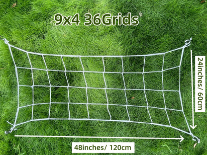 Elastisches Pflanzennetz mit Befestigungshaken