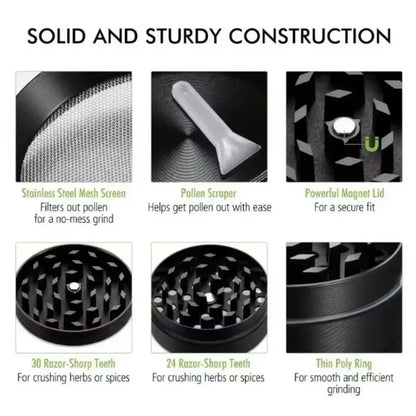 1.6/2inch Metal Herb Grinder Manual Tobacco Spice Mill Pepper Crusher Cigarette Raw Grass Grinder Smoking Kitchen Accessories