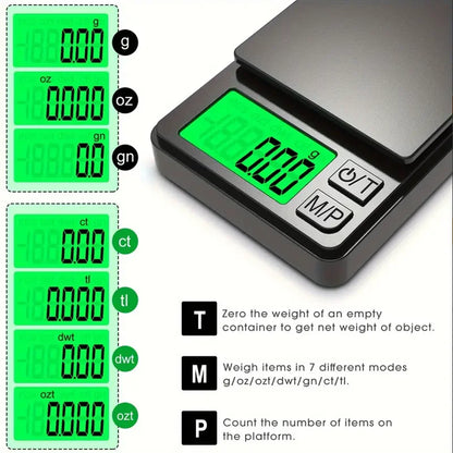 Präzise Digitale Taschenwaage 1000g/0.01g – Kompakt & Vielseitig
